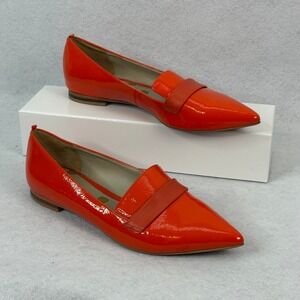Boden Octavia Womens 37/US 6 Orange Patent Leather Pointed Toe Loafers Fashion